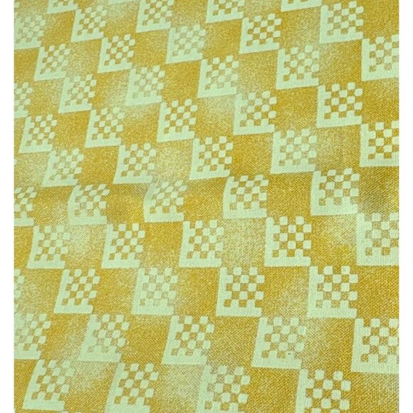 Vintage Yellow & Yellow Checkerboard Fabric 26" x 44" Retro Geometric Pattern fo - Picture 1 of 4